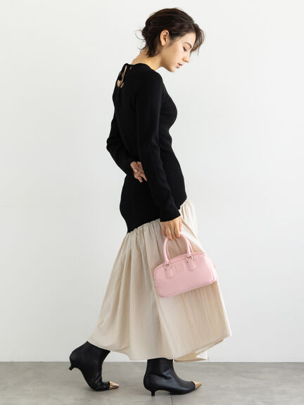 【宮本茉由着用】リブニットドッキングアシメワンピース（グレー/チャコールグレー/ブラック）｜Te chichi（テチチ）通販