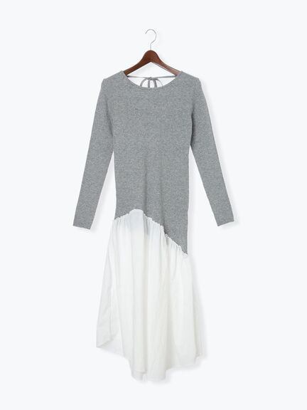 【宮本茉由着用】リブニットドッキングアシメワンピース（グレー/チャコールグレー/ブラック）｜Te chichi（テチチ）通販