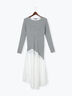 【宮本茉由着用】リブニットドッキングアシメワンピース（グレー/チャコールグレー/ブラック）｜Te chichi（テチチ）通販