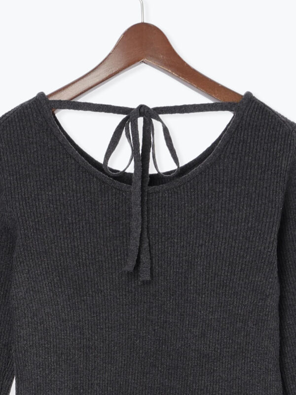 セール】 【宮本茉由着用】リブニットドッキングアシメワンピース