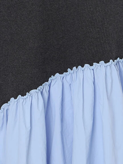 【宮本茉由着用】リブニットドッキングアシメワンピース（グレー/チャコールグレー/ブラック）｜Te chichi（テチチ）通販