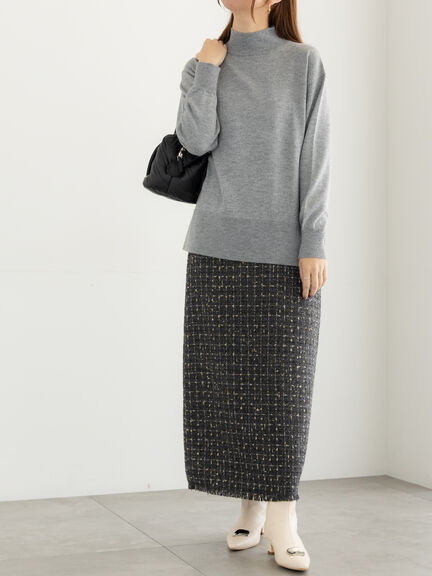 ツィードロングナロースカート《2025winter catalog item》（チャコールグレー/ブラウン）｜Te chichi（テチチ）通販