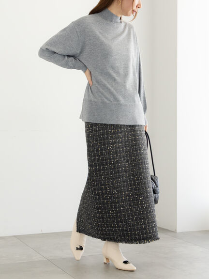 ツィードロングナロースカート《2025winter catalog item》（チャコールグレー/ブラウン）｜Te chichi（テチチ）通販