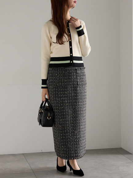 ツィードロングナロースカート《2025winter catalog item》（チャコールグレー/ブラウン）｜Te chichi（テチチ）通販