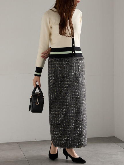ツィードロングナロースカート《2025winter catalog item》（チャコールグレー/ブラウン）｜Te chichi（テチチ）通販