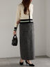 ツィードロングナロースカート《2025winter catalog item》（チャコールグレー/ブラウン）｜Te chichi（テチチ）通販