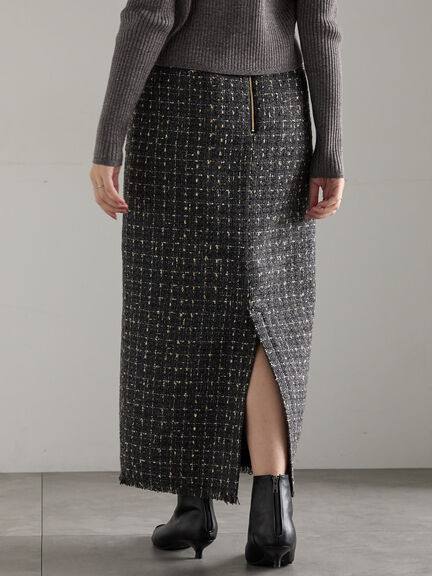 ツィードロングナロースカート《2025winter catalog item》（チャコールグレー/ブラウン）｜Te chichi（テチチ）通販