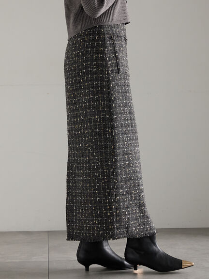 ツィードロングナロースカート《2025winter catalog item》（チャコールグレー/ブラウン）｜Te chichi（テチチ）通販