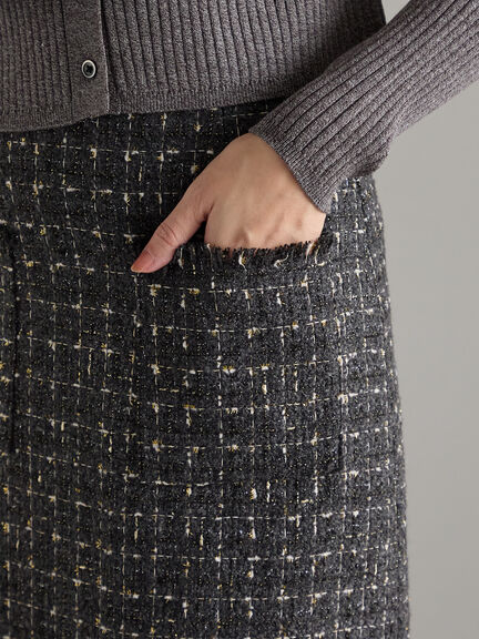 ツィードロングナロースカート《2025winter catalog item》（チャコールグレー/ブラウン）｜Te chichi（テチチ）通販