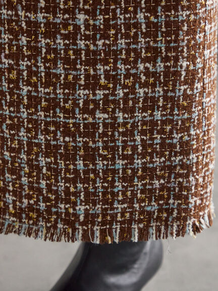 ツィードロングナロースカート《2025winter catalog item》（チャコールグレー/ブラウン）｜Te chichi（テチチ）通販