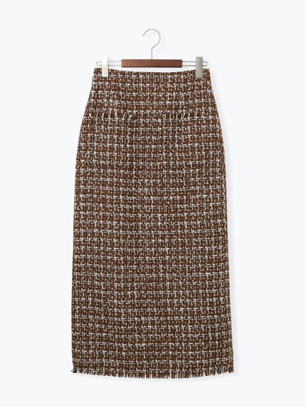 ツィードロングナロースカート《2025winter catalog item》（チャコールグレー/ブラウン）｜Te chichi（テチチ）通販