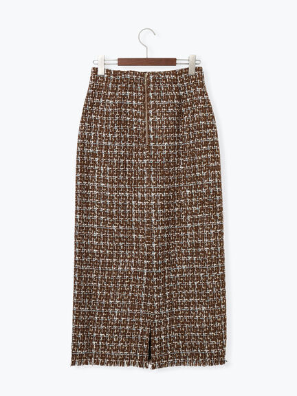 ツィードロングナロースカート《2025winter catalog item》（チャコールグレー/ブラウン）｜Te chichi（テチチ）通販