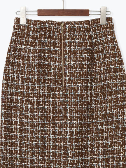 ツィードロングナロースカート《2025winter catalog item》（チャコールグレー/ブラウン）｜Te chichi（テチチ）通販