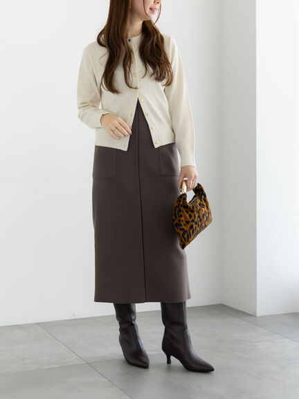 メタルスクエア釦クルーネックカーディガン（オフホワイト/シルバー/ブラック/ピンク/ゴールド）｜Te chichi（テチチ）通販