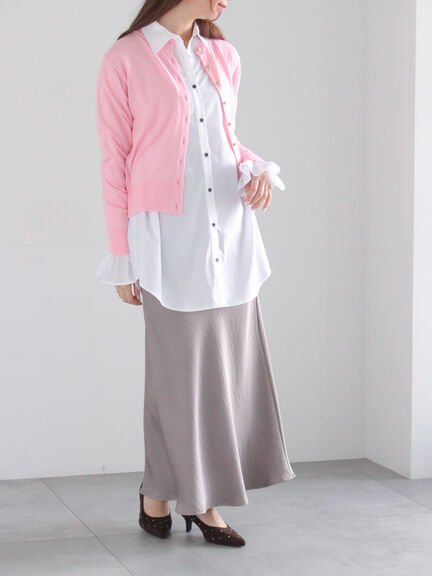 メタルスクエア釦クルーネックカーディガン（オフホワイト/シルバー/ブラック/ピンク/ゴールド）｜Te chichi（テチチ）通販