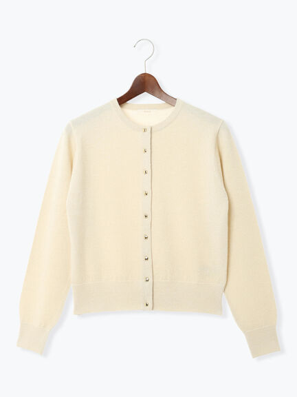 メタルスクエア釦クルーネックカーディガン（オフホワイト/シルバー/ブラック/ピンク/ゴールド）｜Te chichi（テチチ）通販