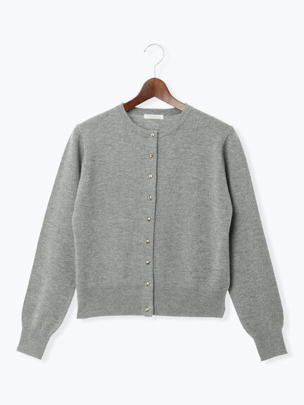 メタルスクエア釦クルーネックカーディガン（オフホワイト/シルバー/ブラック/ピンク/ゴールド）｜Te chichi（テチチ）通販