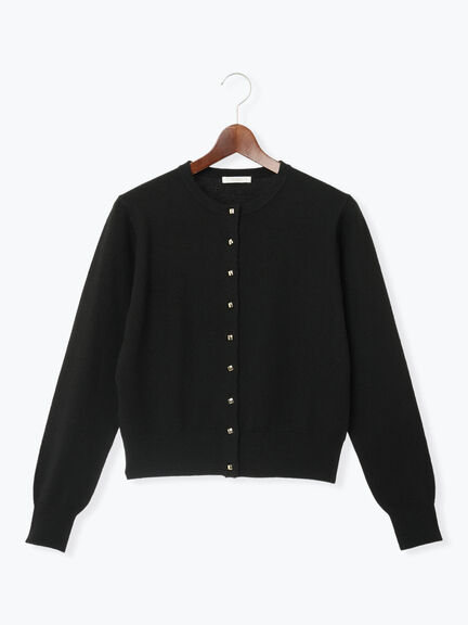 メタルスクエア釦クルーネックカーディガン（オフホワイト/シルバー/ブラック/ピンク/ゴールド）｜Te chichi（テチチ）通販