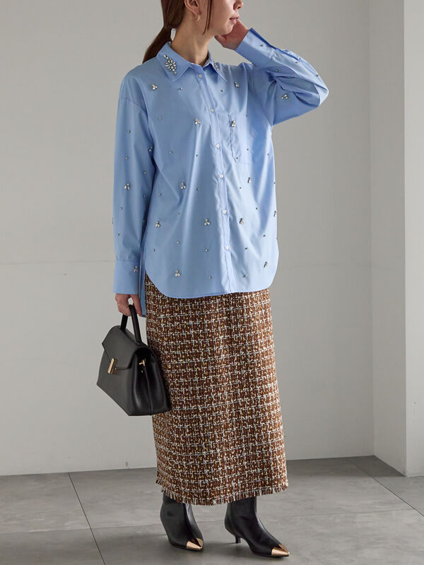 セール】 ビジューデザインシャツ《2025winter catalog item》（オフ