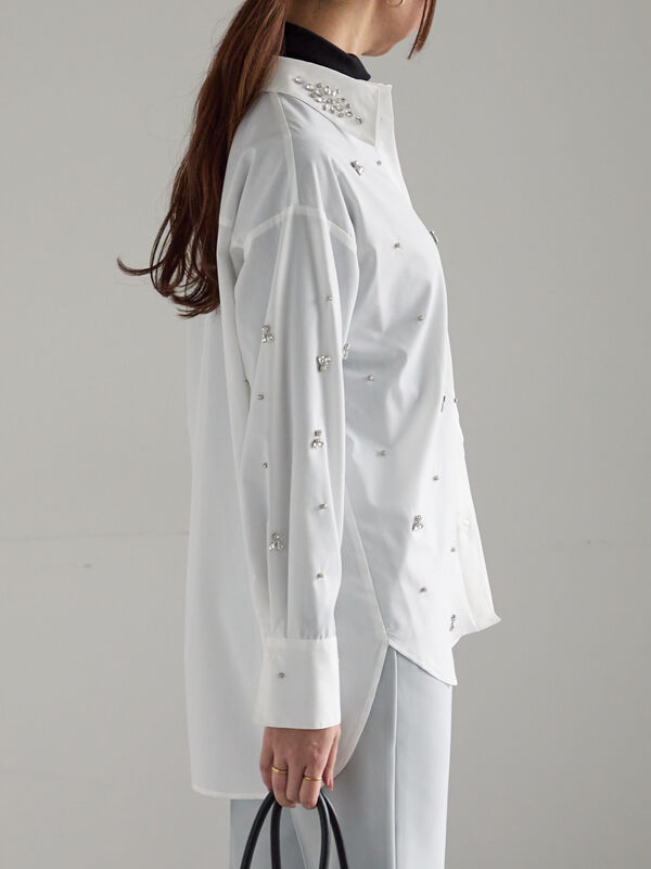 セール】 ビジューデザインシャツ《2025winter catalog item》（オフ