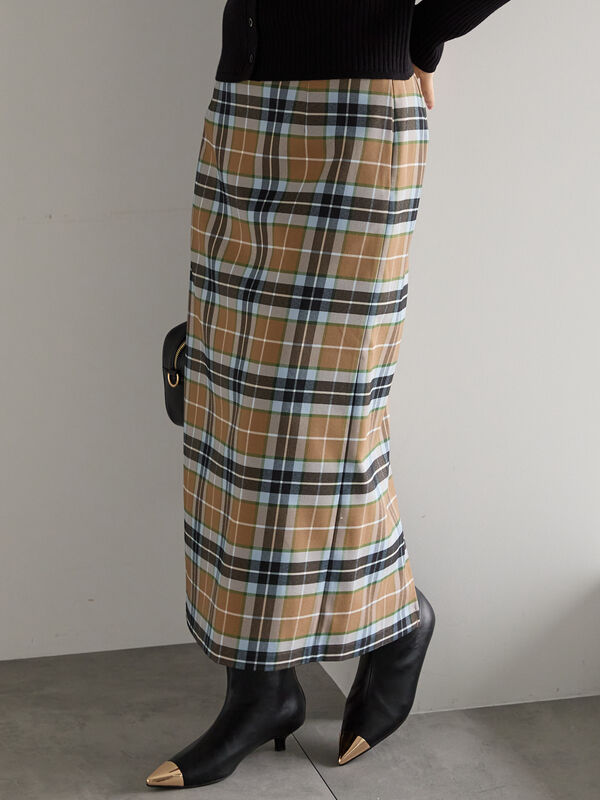 チェックナロースカート（キャメル）｜Te chichi（テチチ）通販