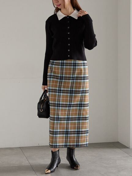 チェックナロースカート（ブラック/キャメル）｜Te chichi（テチチ）通販