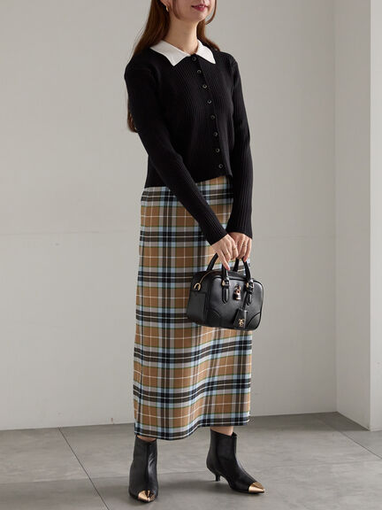 チェックナロースカート（ブラック/キャメル）｜Te chichi（テチチ）通販