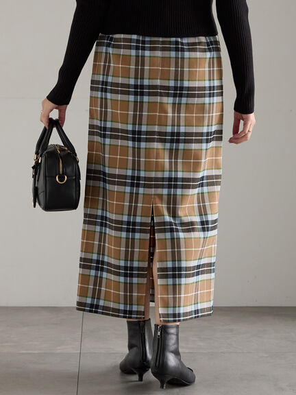 チェックナロースカート（ブラック/キャメル）｜Te chichi（テチチ）通販