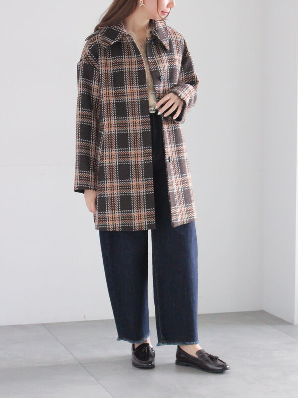 セール】 ロービングチェックミドルコート《2025winter catalog item