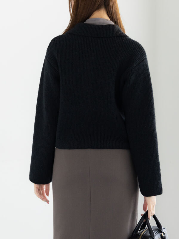 セール】 フラットカラーメタル釦ニットジャケット《2025winter