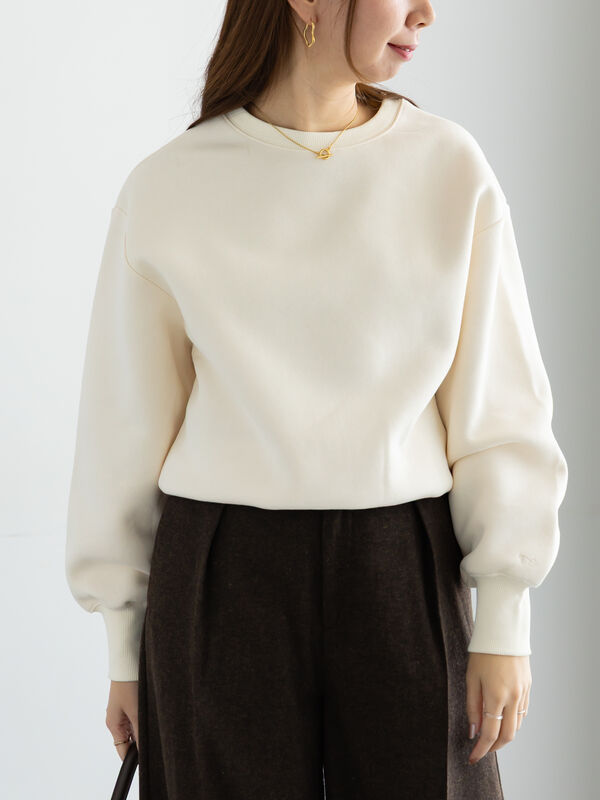 ワンポイント刺繍裏起毛プルオーバー（オフホワイト/ピンク/サックス