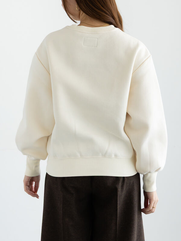 セール】 ワンポイント刺繍裏起毛プルオーバー（オフホワイト/ピンク