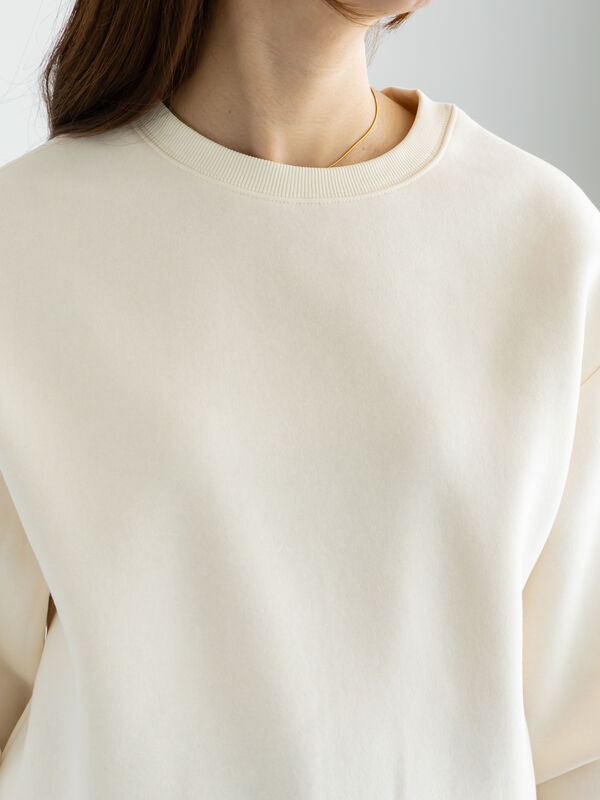 ワンポイント刺繍裏起毛プルオーバー（オフホワイト/ピンク/サックス