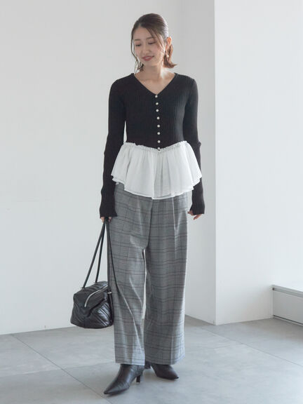 【宮本茉由着用】グレンチェックスラックス（チャコールグレー/ブラック）｜Te chichi（テチチ）通販