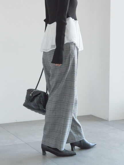 【宮本茉由着用】グレンチェックスラックス（チャコールグレー/ブラック）｜Te chichi（テチチ）通販