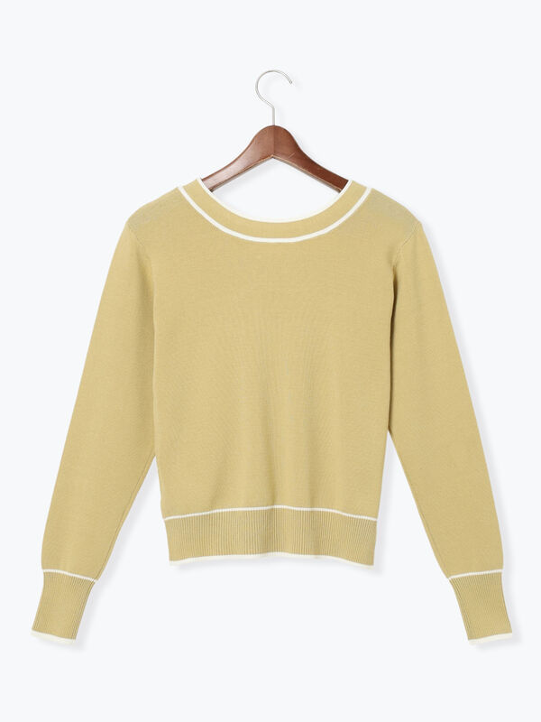 セール】 前後2WAYボウタイニットプルオーバー（オフホワイト/ブラック