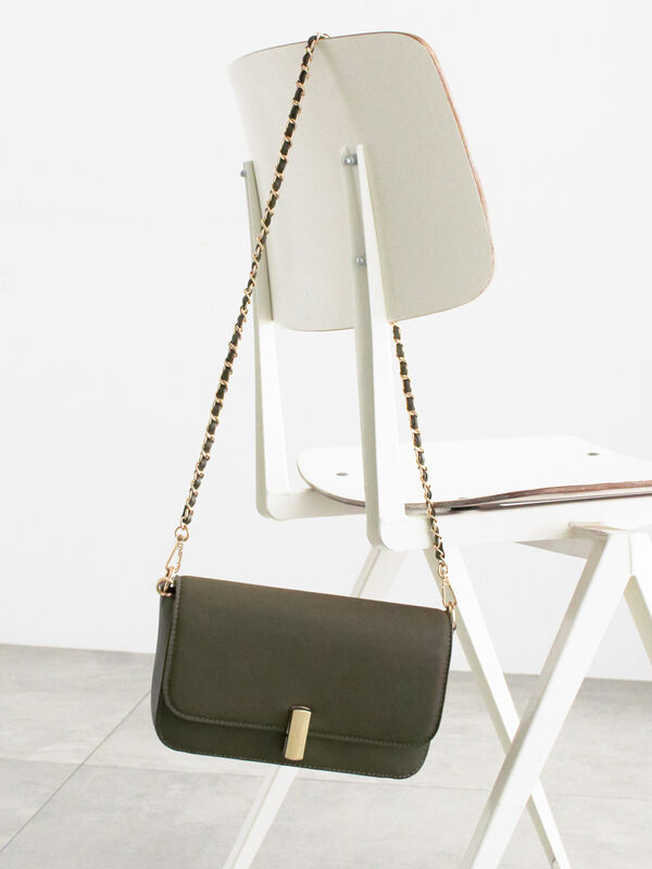 セール】 レオパードチェーンクラッチショルダー（ブラウン/グリーン