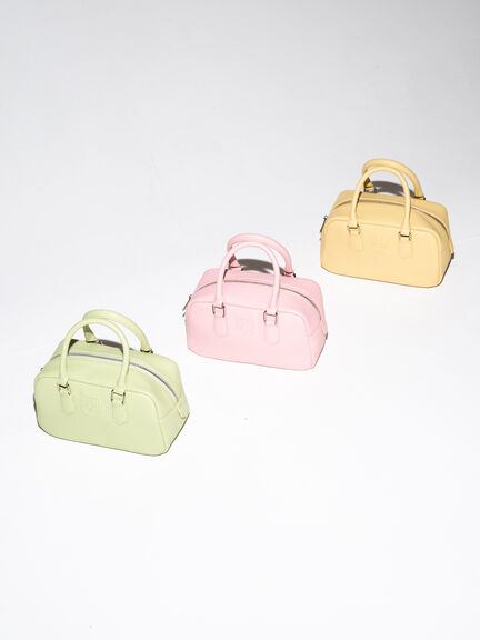 エンボスロゴミニボストンバッグ（ピンク/イエロー/ミント/バッグ