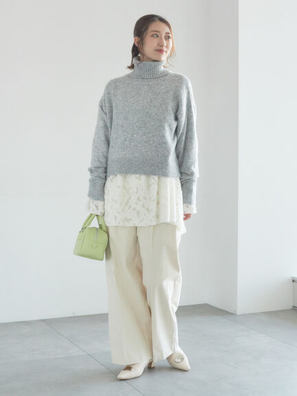 【宮本茉由着用】コーデュロイワイドパンツ（オフホワイト/チャコールグレー/ブラック）｜Te chichi（テチチ）通販