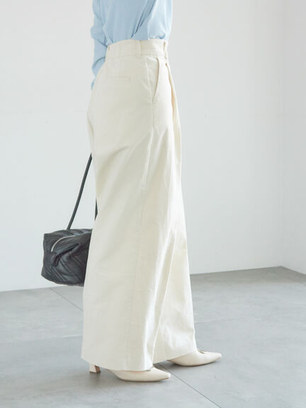 【宮本茉由着用】コーデュロイワイドパンツ（オフホワイト/チャコールグレー/ブラック）｜Te chichi（テチチ）通販