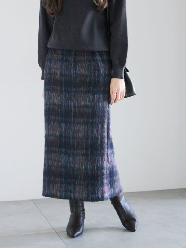 シャギーチェックスカート（ネイビー）｜Te chichi（テチチ）通販