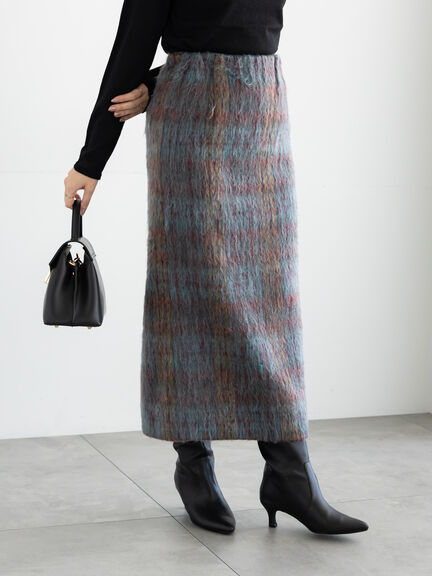 シャギーチェックスカート（グレー/ネイビー）｜Te chichi（テチチ）通販