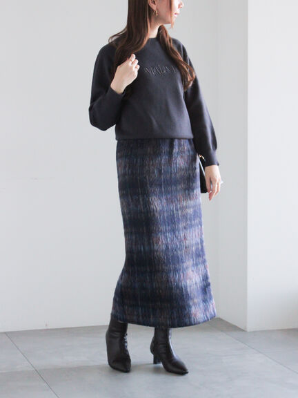 シャギーチェックスカート（グレー/ネイビー）｜Te chichi（テチチ）通販