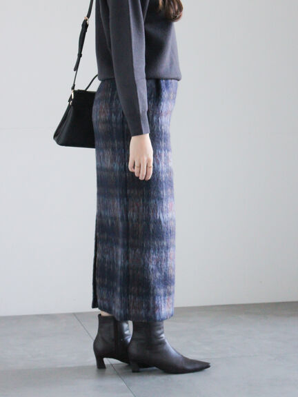 シャギーチェックスカート（グレー/ネイビー）｜Te chichi（テチチ）通販