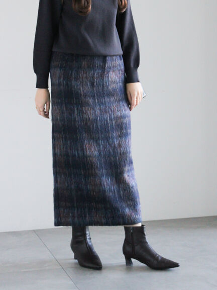 シャギーチェックスカート（グレー/ネイビー）｜Te chichi（テチチ）通販