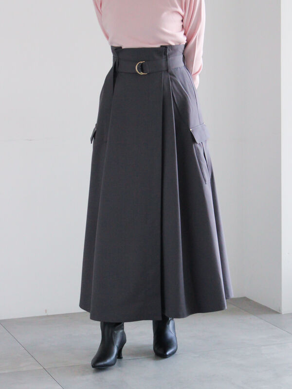 セール】 カーゴフレアスカート（チャコールグレー/カーキ/ネイビー