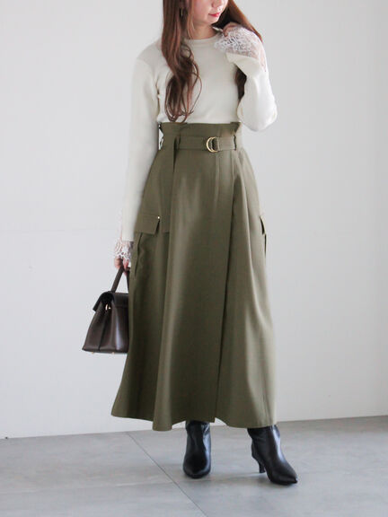 カーゴフレアスカート（チャコールグレー/カーキ/ネイビー）｜Te chichi（テチチ）通販