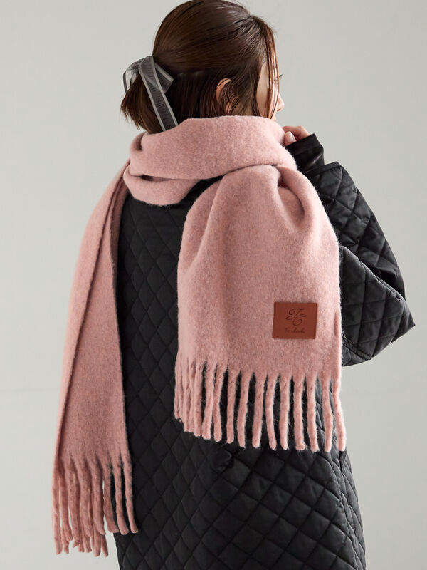 セール】 フリンジカラーマフラー（グレー/ピンク/ベージュ/サックス