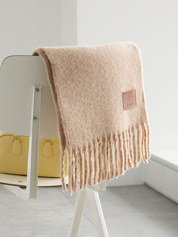 セール】 フリンジカラーマフラー（グレー/ピンク/ベージュ/サックス