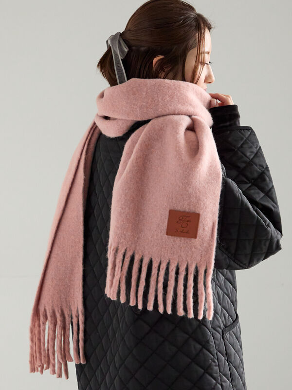 セール】 フリンジカラーマフラー（グレー/ピンク/ベージュ/サックス